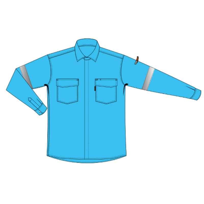 Tarasafe BLOKARC-10FSH-MDLB HRC 2 Light Blue Cotton & Nylon Arc Flash Featherlite Shirt, Size: Medium