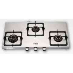 Hindware Arturo Pro Stainless Steel Cooktop with 3 Brass Burner & Manual Ignition