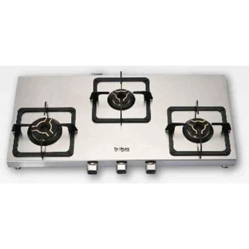 Hindware Arturo Pro Stainless Steel Cooktop with 3 Brass Burner & Manual Ignition