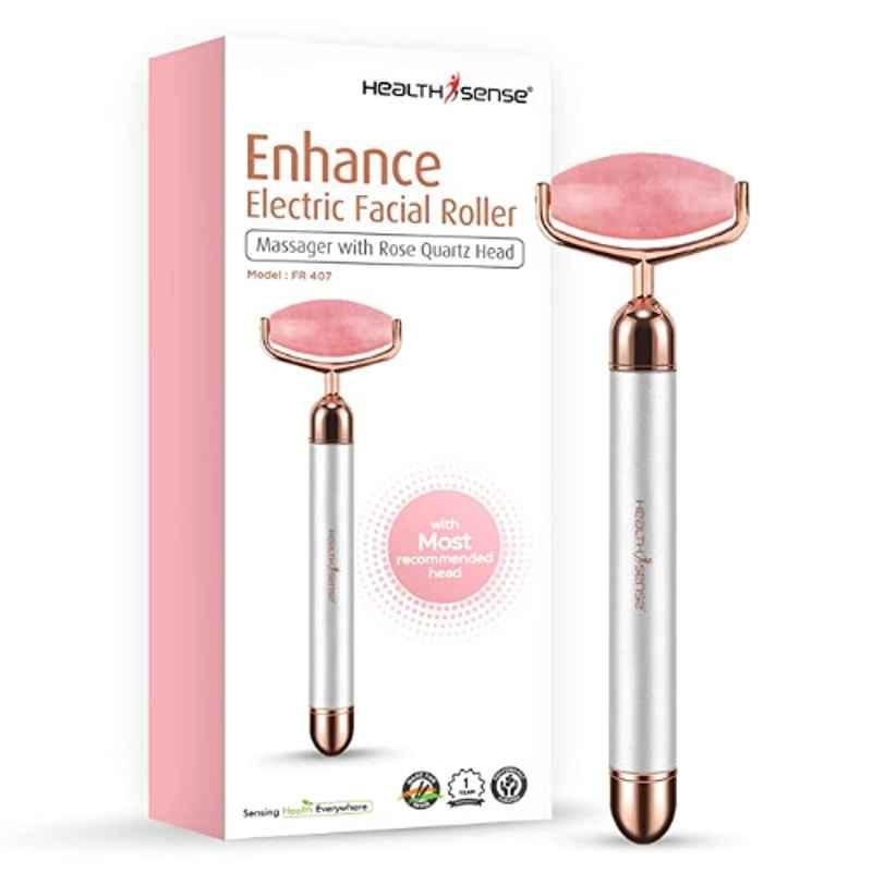 Healthsense FR407 Single Head Electric Roller Facial Massager with Rose Quartz Smooth Roller Head