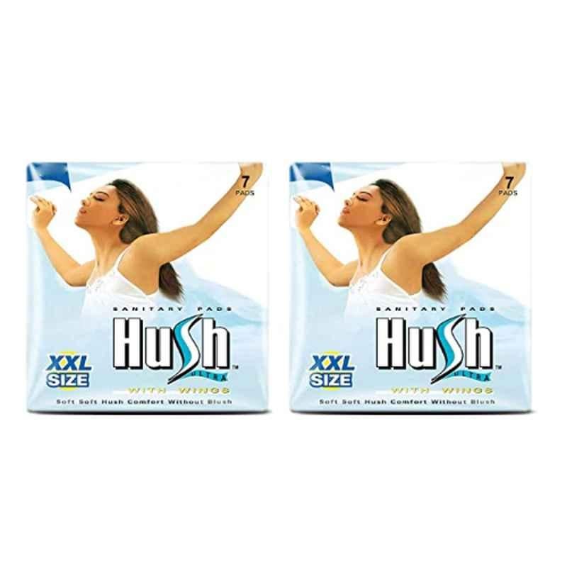 Hush 7 Pcs 320mm Ultra Thin Sanitary Napkins with Wings, E6, Size: XXL (Pack of 2)
