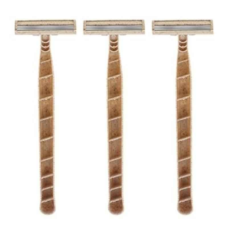 Shaveco 3 Blades Shaving Razor with Lubricating Strip & Biodegradable for Men & Women, SHVDRZR3 (Pack of 3)