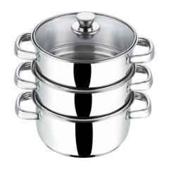 Vinod 20cm Stainless Steel 3 Tier Steamer Set, BSSH320 (Pack of 2)