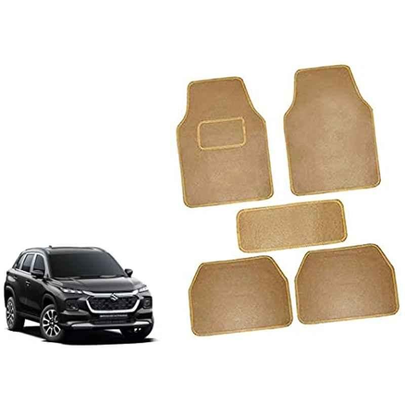 Auto Pearl 5 Pcs Polyester Beige Car Floor Carpet Set for Maruti Suzuki Vitara 2022