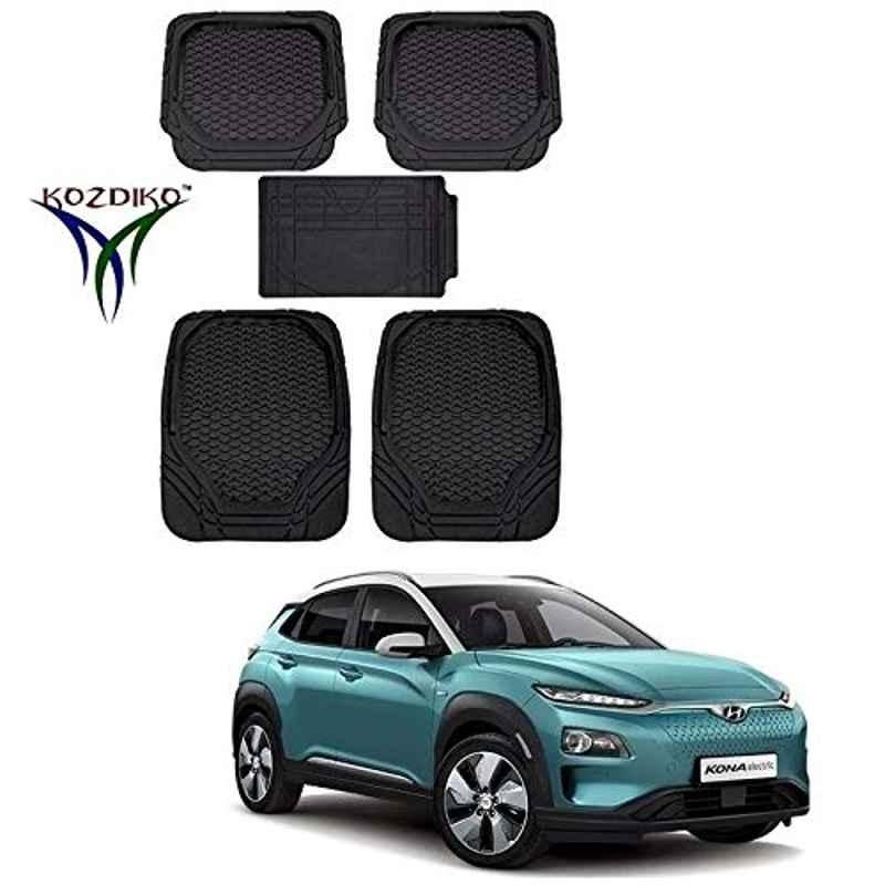 Kozdiko 8855TW 5 Pcs Rubber Black Rubber Car Mat Set for Hyundai Kona Electric
