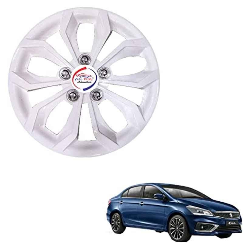Auto Pearl 4 Pcs 15 inch ABS Pearl White Hubcap Wheel Cover Set with Retention Ring for Maruti Suzuki Ciaz 2018