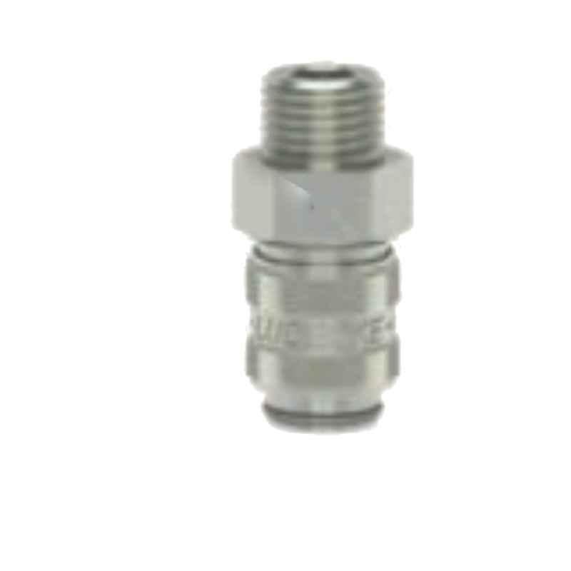 Ludcke G3/8 Plated ESMN 38 A Single Shut Off Micro Quick Connect Coupling with Male Thread, Length: 38 mm