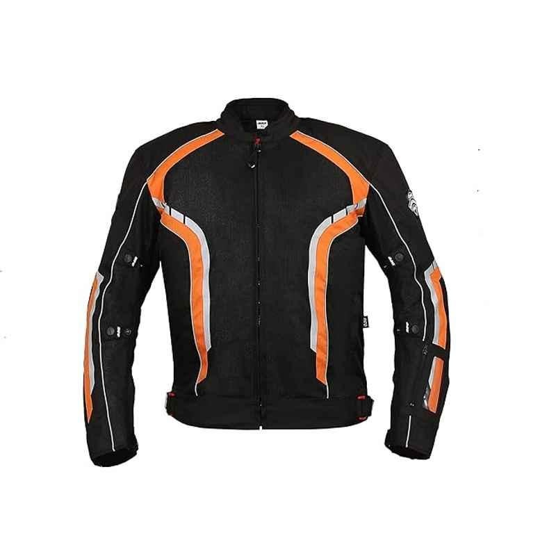 Biking Brotherhood Orange Cordura & Mesh Panel Xplorer Riding Jacket, Size: XL