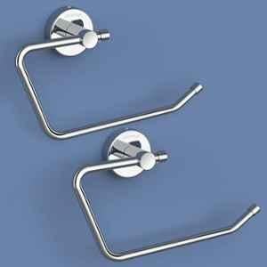 Plantex Stainless Steel Hand Towel Hanger for Washbasin/Napkin Holder for Bathroom/Towel Ring/Bathroom Accessories Chrome (Pack of 2)