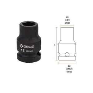 Groz 27mm 1/2 inch Drive Hex Impact Socket, ISKT/H/1-2/27
