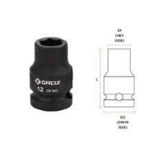 Groz 27mm 1/2 inch Drive Hex Impact Socket, ISKT/H/1-2/27