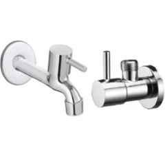 Senkiddpro Turbo Stainless Steel Chrome Finish Wall Mounted Angle Cock & Long Body Tap Combo