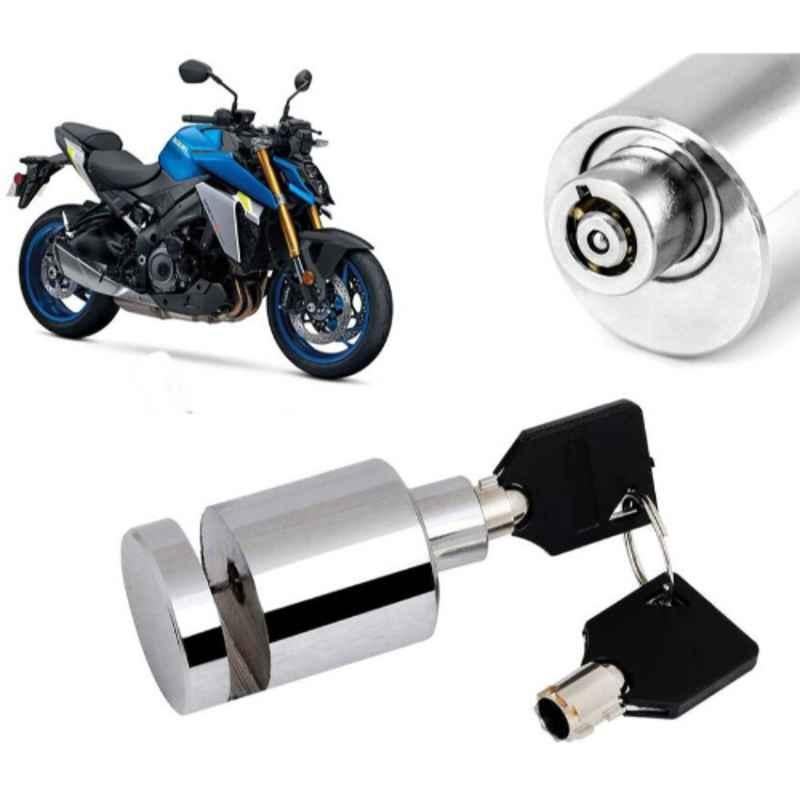 Auto Pearl Stainless Steel Silver Heavy Duty Anti Theft Motorcycle Disc Brake Lock, Lock-413