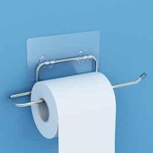 Plantex Self Adhesive Stainless Steel Toilet Paper Holder/Tissue Paper Roll Holder for Bathroom/Bathroom Accessories Chrome