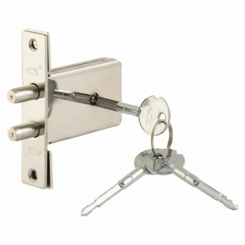 ACS 4 inch Silver Brass Door Lock with 3 Cross Keys, 300DBCross