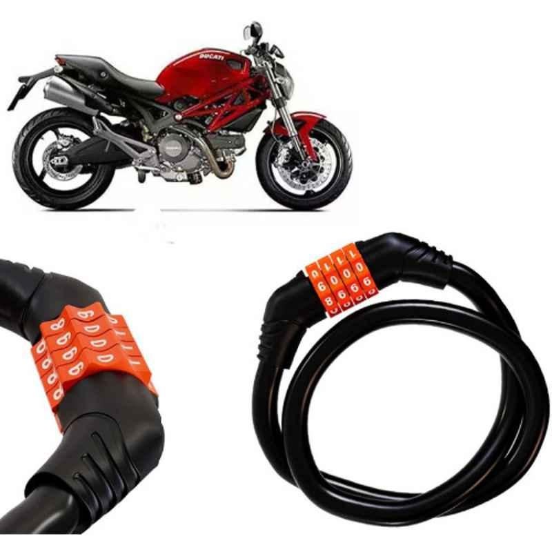 Auto Pearl Black & Orange 4 Digit Anti-Theft Combination Number Lock for Monster 795