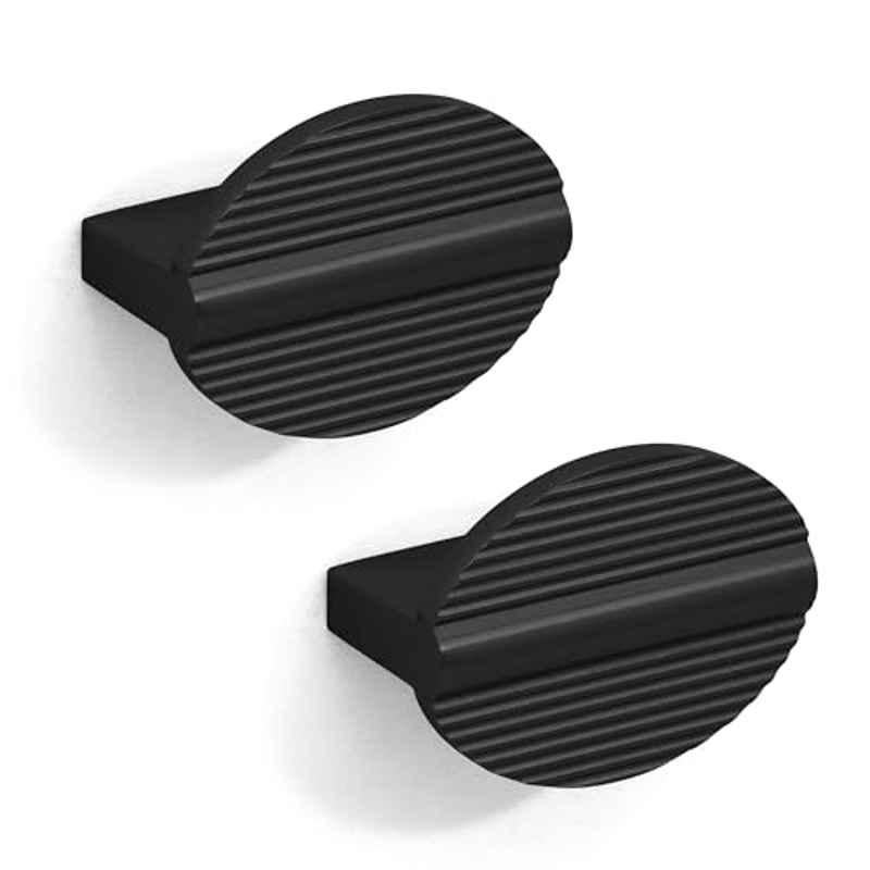 Plantex Knobs for Drawers/Drawer Knobs/Round Knob for Cabinets/Pull-Push Knobs for Kitchen/Bedroom/Drawer (Pack of 2) Black