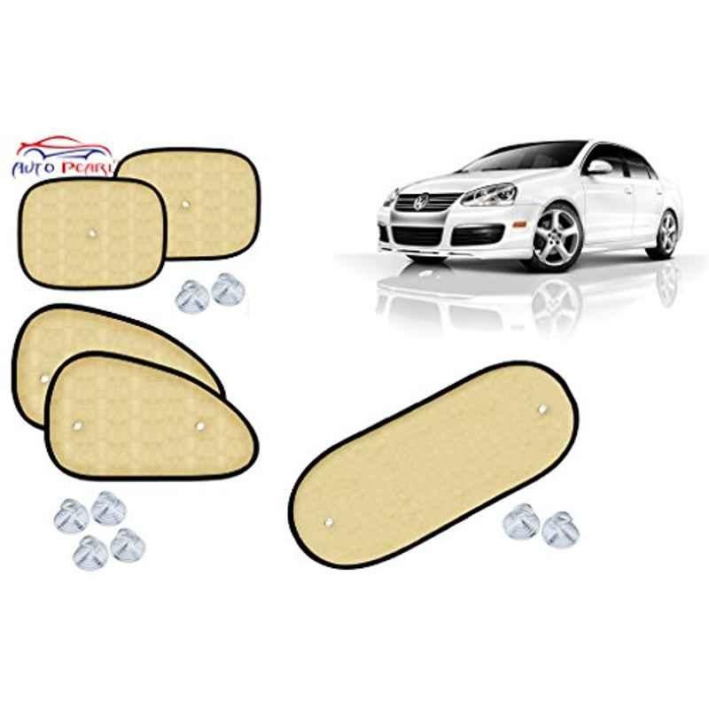 Auto Pearl 5 Pcs PVC & Mesh Beige Window & Rear Sun Shade Set for Volkswagen Jetta