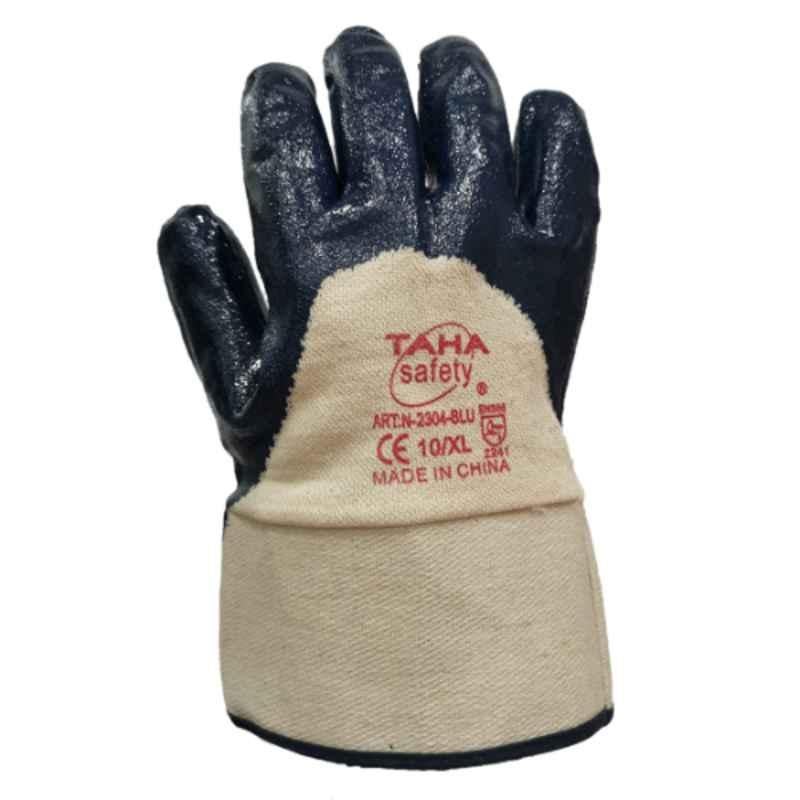 Taha Safety Cotton & Nitrile Blue Gloves, N2304, Size:XL