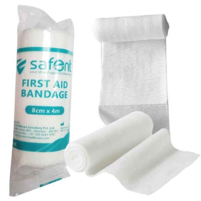 Safent 3.5 inch 8cmx4m Woven Fabricated First Aid Bandages, SAFE0070 (Pack of 4)