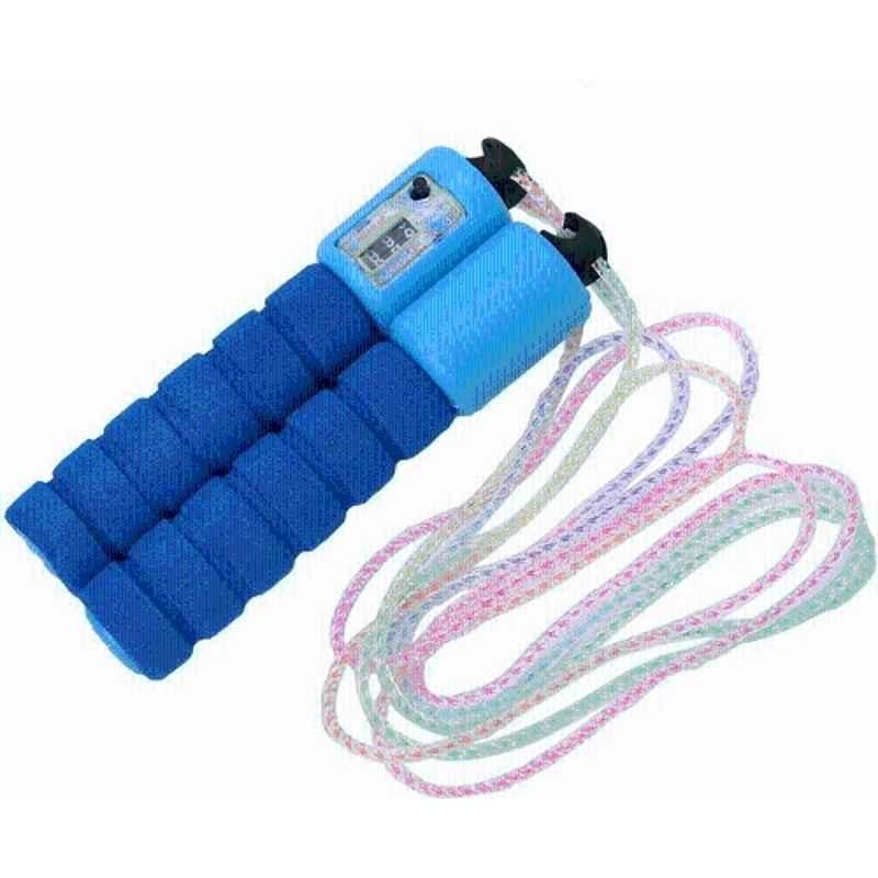 QUIT-X 320cm Blue Foam Handle Skipping Rope with Counter for Workout
