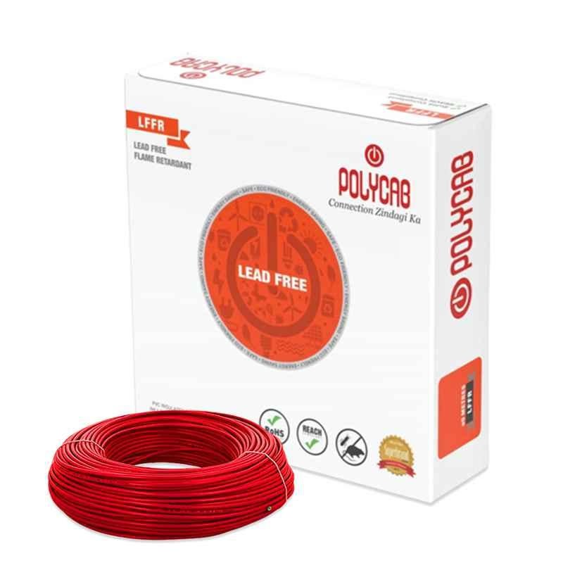 Polycab 6 Sqmm 90m Red Single Core FRLF Multistrand PVC Insulated Unsheathed Industrial Cable