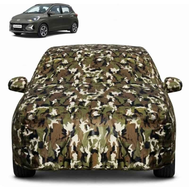 Allextreme Polyester Multicolour Camouflage Car Body Cover with Mirror Pocket for Grand i10 Nios All Model & Years 2019-2025, PV_VLSV20