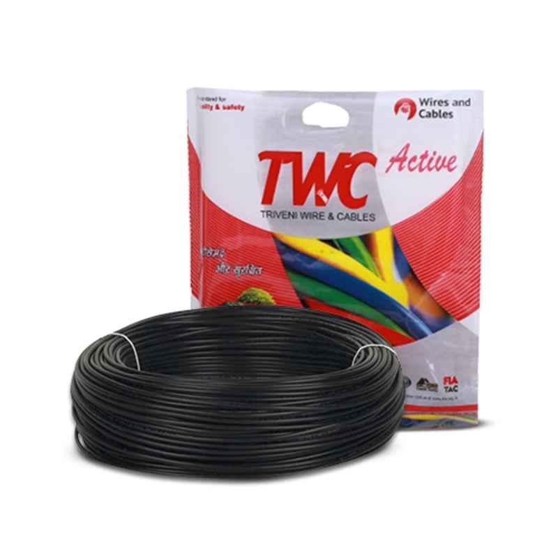 TWC Lite 1.0 Sqmm Black FR PVC Insulated Solid Stranded Flexible Copper Wire, TWCL02