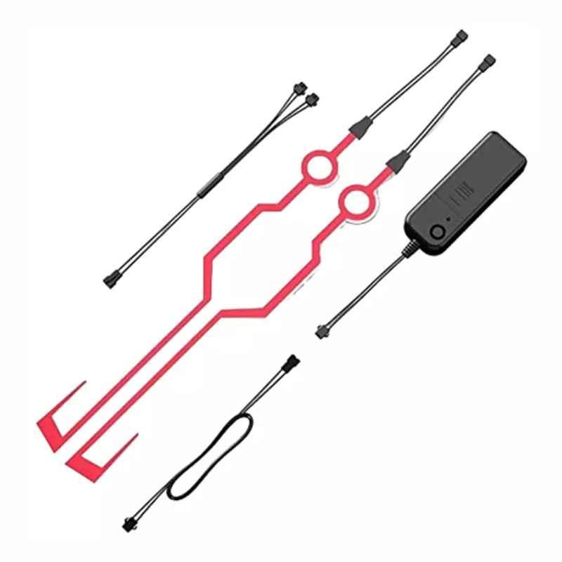 Biroller BRHNL1R LED Helmet, Light Strip with 3 Modes Flashing Sticker with Push Switch Button, Red