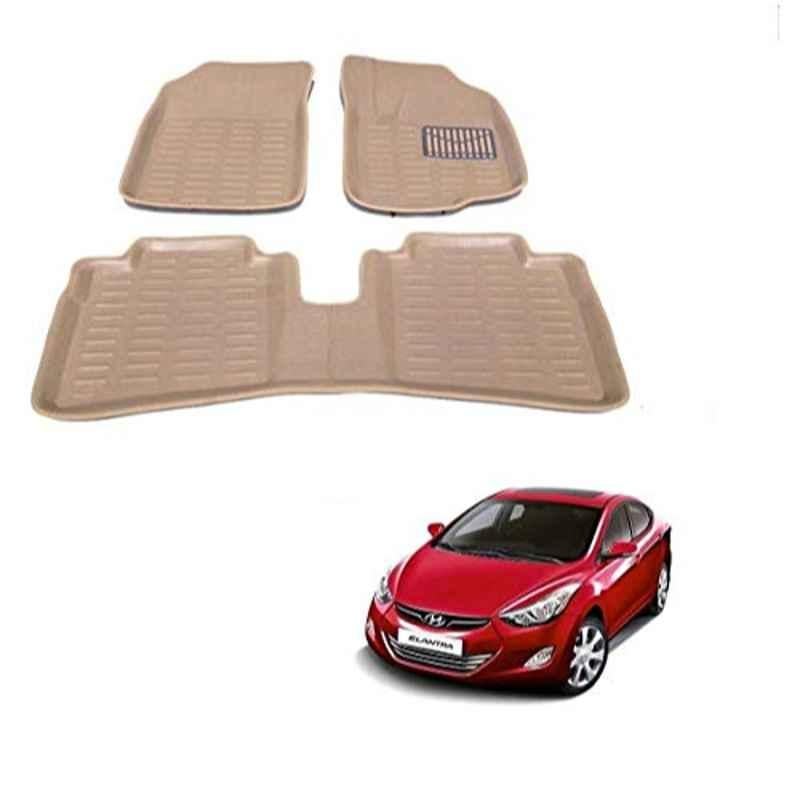 Kozdiko Thermoplastic Elastomer Beige 3D Car Floor Mat Set for Hyundai Elantra Car