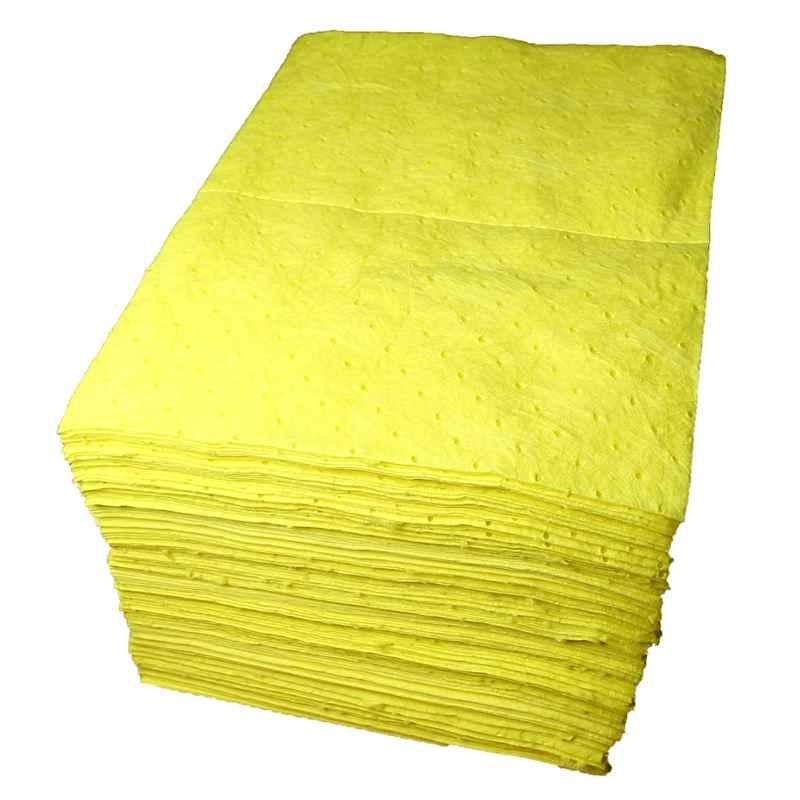 BNR Sorb 34 Gallon Non Woven Yellow Sorbent Chemical Heavy Pads, LYP100H (Pack of 100)