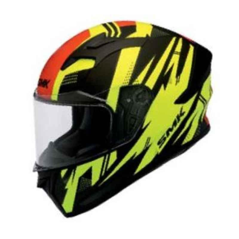 SMK Stellar Trek Yellow, Red & Black Full Face Motorbike Helmet, MA243, Size: Medium