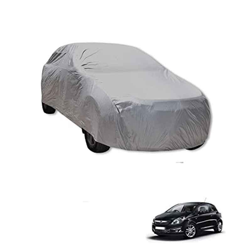 Kozdiko Polyester Car Silver Matty Body Cover without Mirror Pocket for Opel Corsa