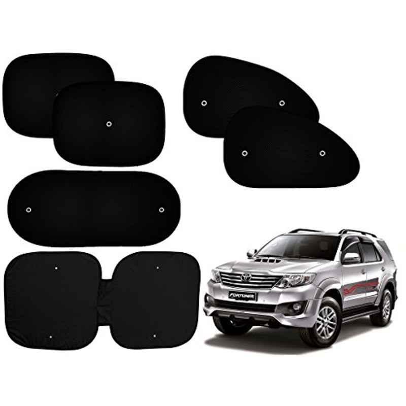 Auto Pearl 6 Pcs PVC & Mesh Black Window, Front & Rear Sun Shade Set for Toyota Fortuner