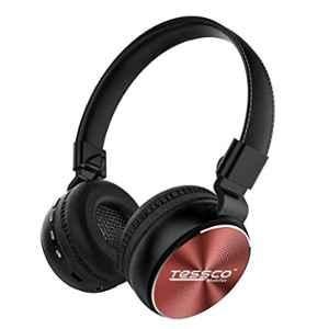 Tessco Red Over-Ear Stereo Wireless Bluetooth Headphones with Lightweight Design & 360 degree Surround Sound HiFi, BH-390