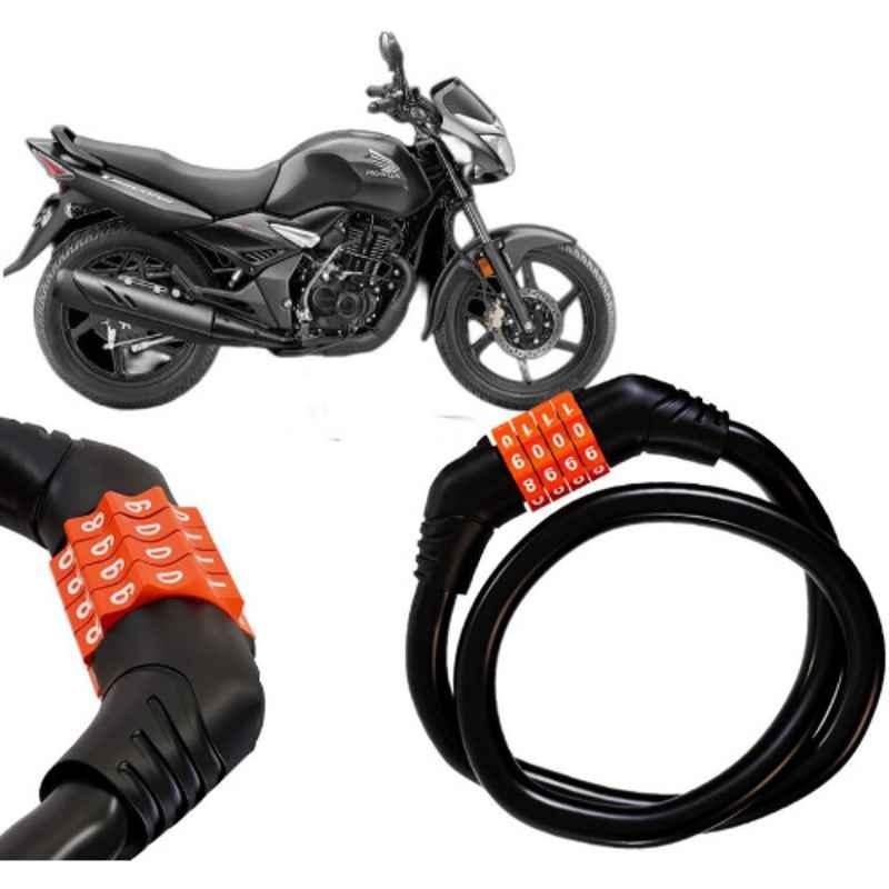 Auto Pearl Black & Orange 4 Digit Anti-Theft Combination Number Lock for Unicorn