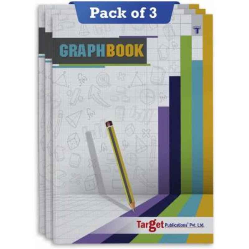 Target Publications A4 32 Pages Green & White Ruled Regular Graph Paper Book with Cover (Pack of 3)