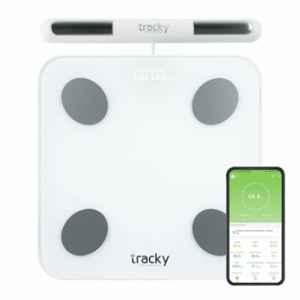 Tracky 180kg Black Tempered Glass Portable Smart Weighing Scale with 8 Electrodes, 22 Essential Body Parameters & LED Backlight, TR-CS10B