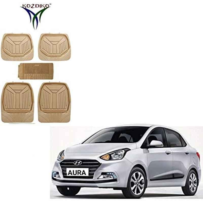Kozdiko 5 Pcs Rubber Beige 3G Rubber Mat Set for Hyundai Aura