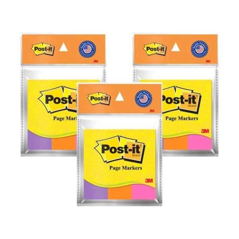 3M Post it 1x3 inch 3 Color Page Markers, (Pack of 3)