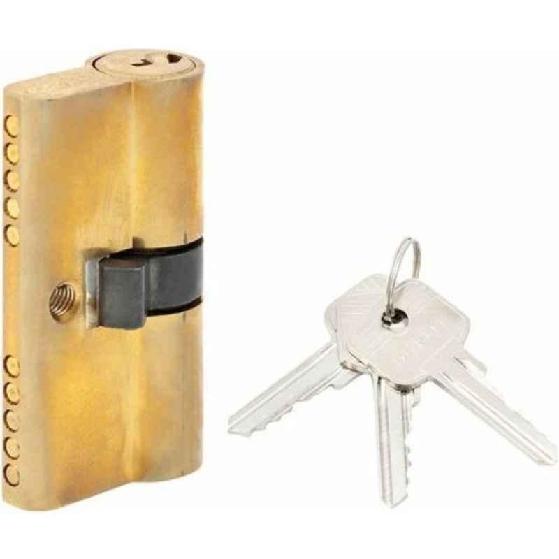 Dorfit 60mm Brass Polished Gold Cylindrical Lock with 3 Key