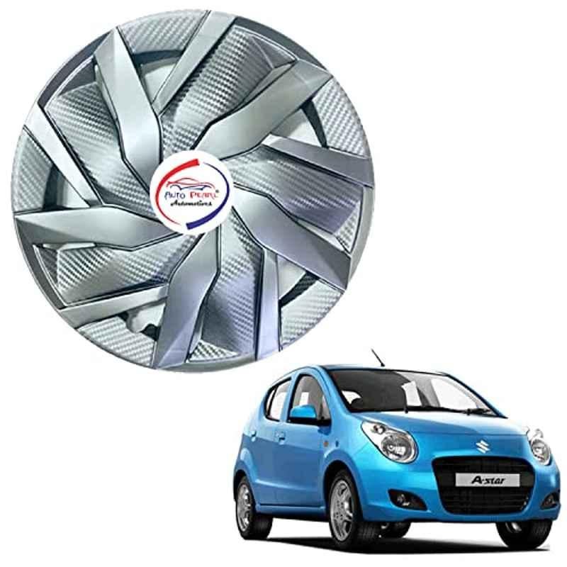 Auto Pearl 4 Pcs 13 inch ABS Silver EGS14 Hubcap Wheel Cover Set with Retention Ring for Daewoo Matiz