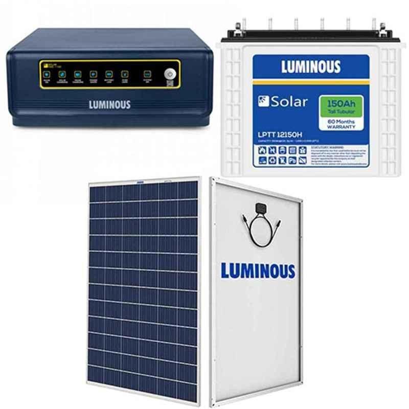 Luminous NXG 1450 Solar Inverter & 150Ah Solar Battery (60 Months Warranty) with 170W Polycrystalline Solar PV Module Panel Combo