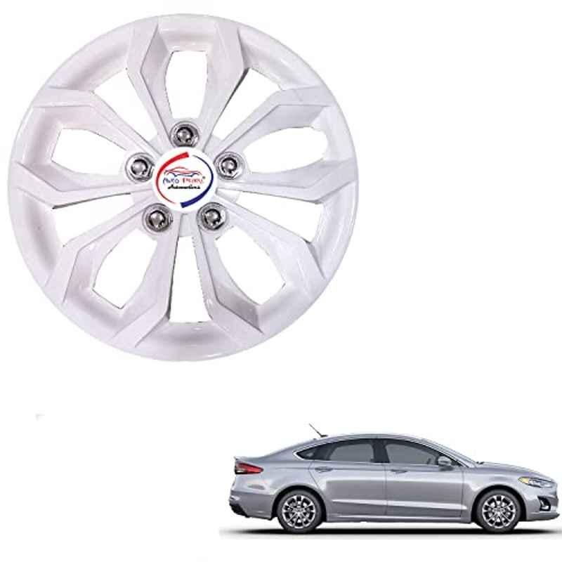 Auto Pearl 4 Pcs 15 inch ABS Pearl White BBR01 Hubcap Wheel Cover Set with Retention Ring for Ford Fusion
