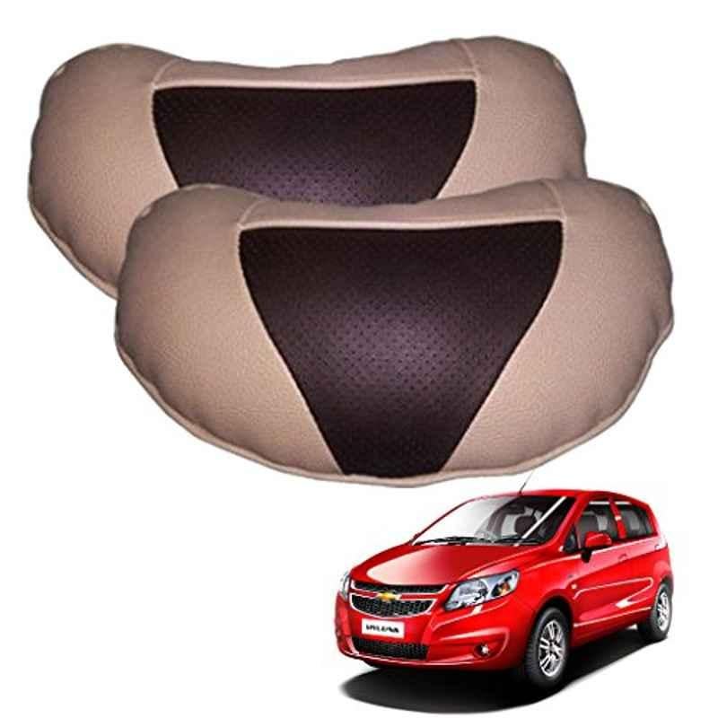 Kozdiko 2 Pcs Brown & Beige Neck Rest Set for Chevrolet Sail UVA, koz_38929