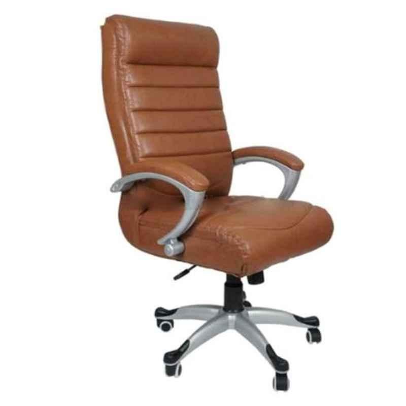 Modern India Leatherette Brown High Back Office Chair, MI244 (Pack of 2)