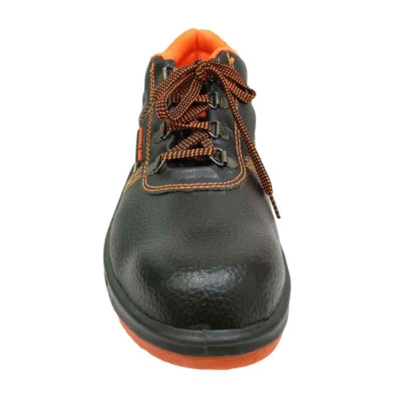 Workman Rock Fabb PVC Synthetic Iron Toe Dual Density Black & Orange Safety Shoes, DL12, Size: 43