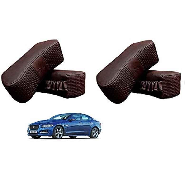 Kozdiko 4 Pcs CV Designer Cola Leatherite Neck Rest Car Cushion Pillow Set for Jaguar XE