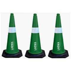Ladwa 3 Pcs 750mm PVC Impact Resistant Green Road Traffic Safety Cone with 3m Chain & 3 Hooks Set