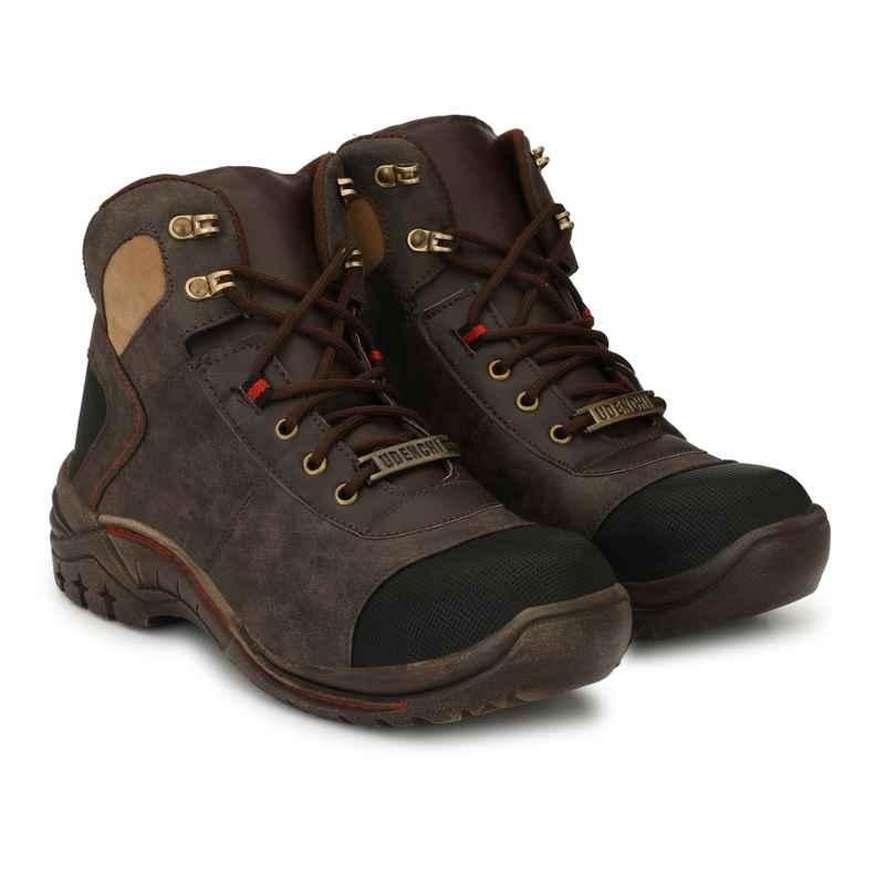 Udenchi UD760 Synthetic Material Steel Toe Brown Work Safety Shoes, Size: 10